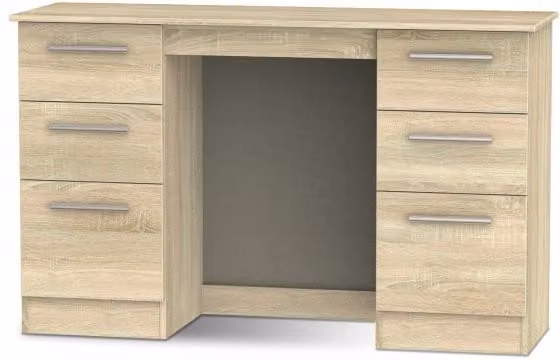 Welcome Modern Contrast Double Pedestal Dressing Table in Matt Beige Wood