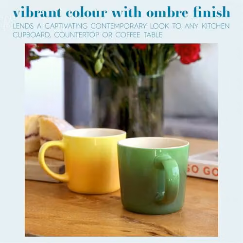 Argon Tableware Green Ombre Coffee Mug, 330ml New Bone China Tea Mug – 3