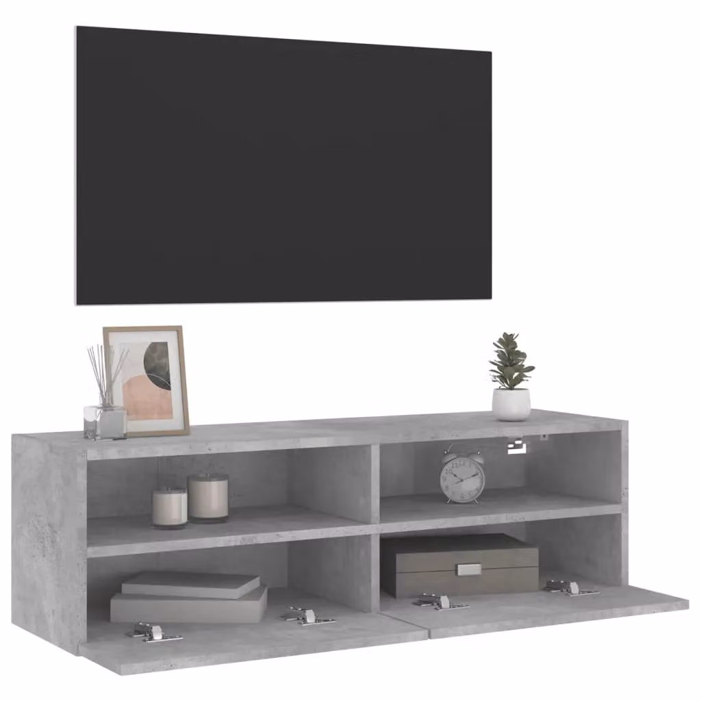 Berkfield Home Wall Mounted TV Cabinet in Concrete Grey, W/D/H: 100 x 30 x 30 cm – 4
