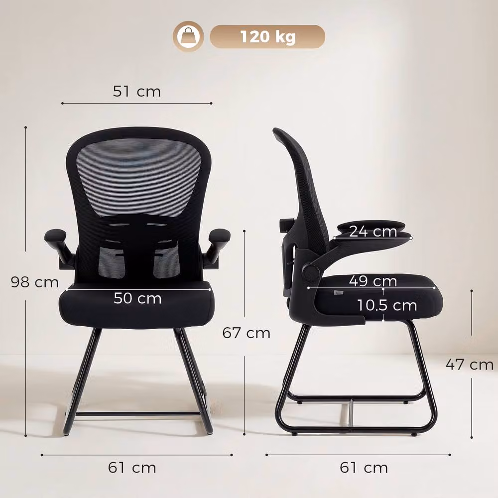 STILVORA Black Conference Chair with Flip-up Arms and Mesh Back – 4