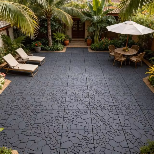 NIVOR 44 Piece Composite Plastic Decking Tiles for Indoor and Outdoor Flooring, W/D: 30 x 30 cm
