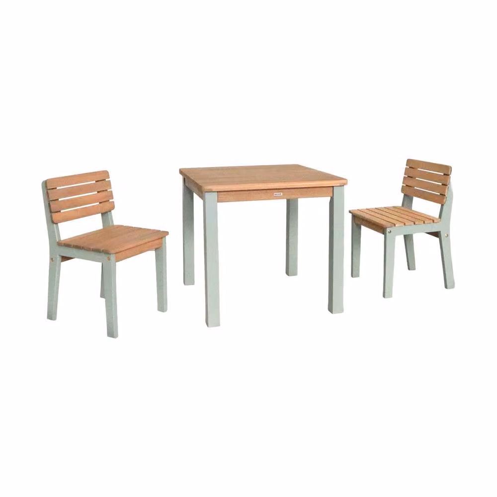 sweeek Children's Acacia Wood Table and Chairs Set in Light Green – 2