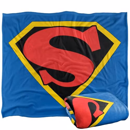 LOGOVISION Superman 1941 Shield Super Soft Silky Touch Fleece Throw Blanket, Multicolour, W: 127.0 cm x D: 152.4 cm x H: 152.4 cm