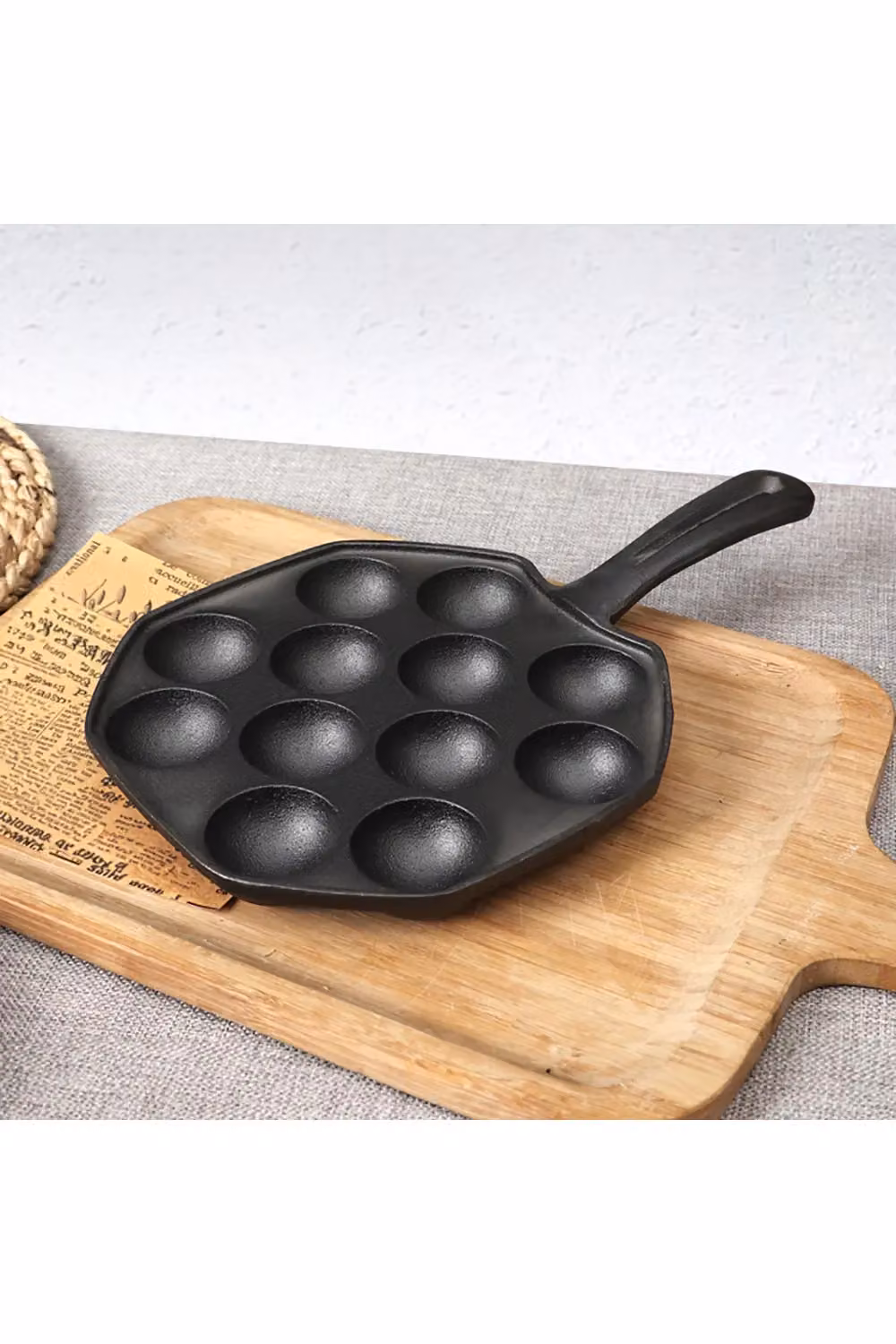 Living and Home 12-Hole Cast Iron Takoyaki Frying Pan Skillet, Black – 4