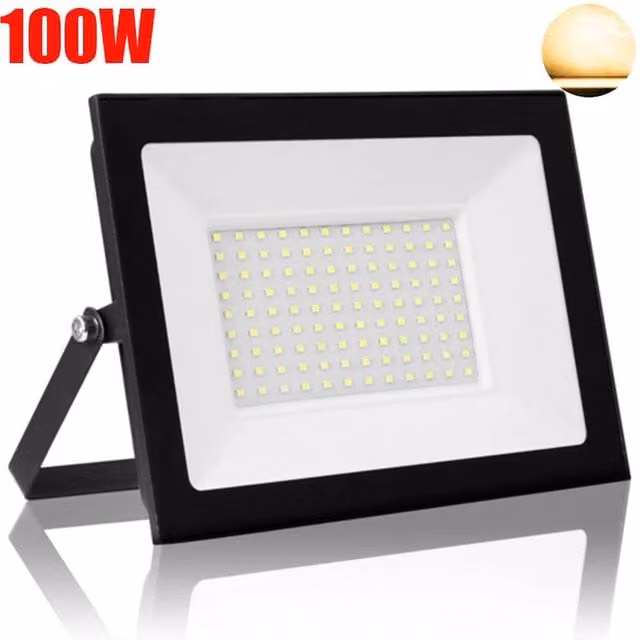 SPETLEK 2 Pack 100W LED Outdoor Flood Lights in Black Aluminium for Garden and Yard