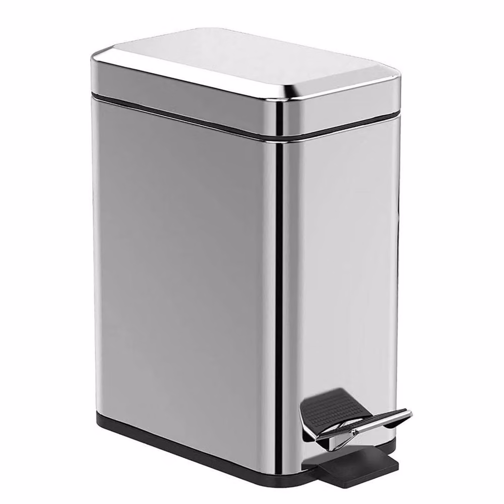 EONLION Silver 5 L Slim Stainless Steel Pedal Bin with Removable Inner Bucket – 2