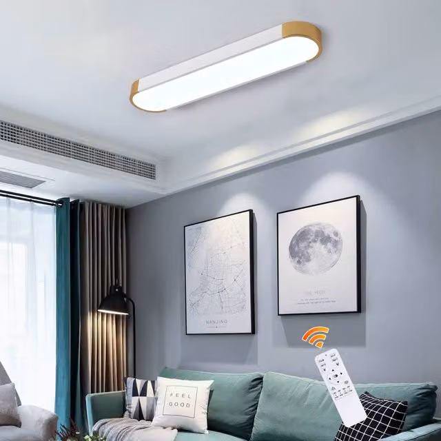 NIVOR Modern Dimmable LED Linear Flush Mount Ceiling Light with Remote Control, White – 1