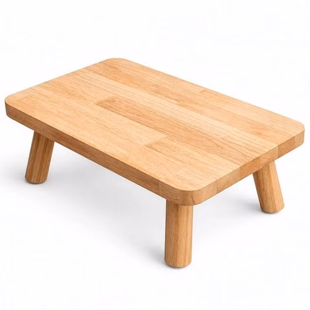 KORVIXA Small Brown Pine Wood Stool and Plant Stand – 1