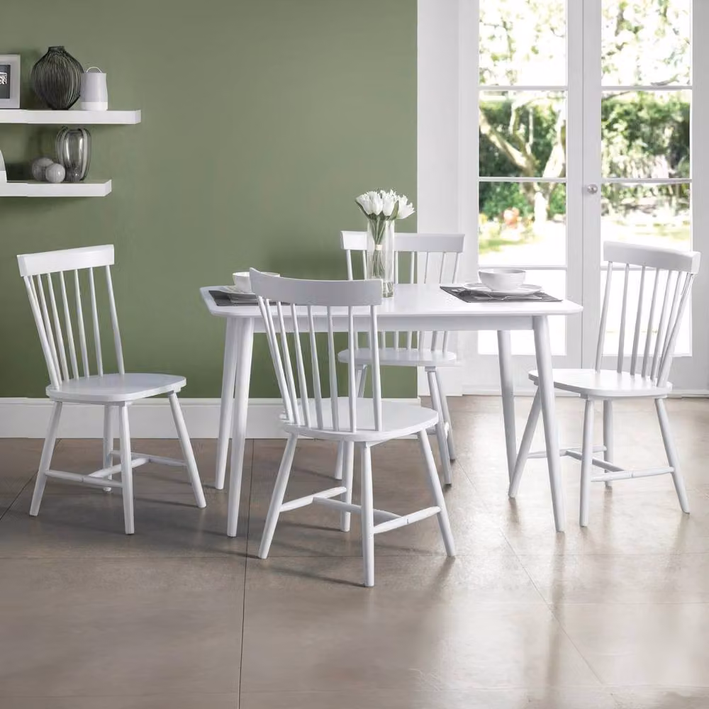 Cheshire Torvale Modern White Lacquered Wood Dining Chairs - Set of 4 – 3