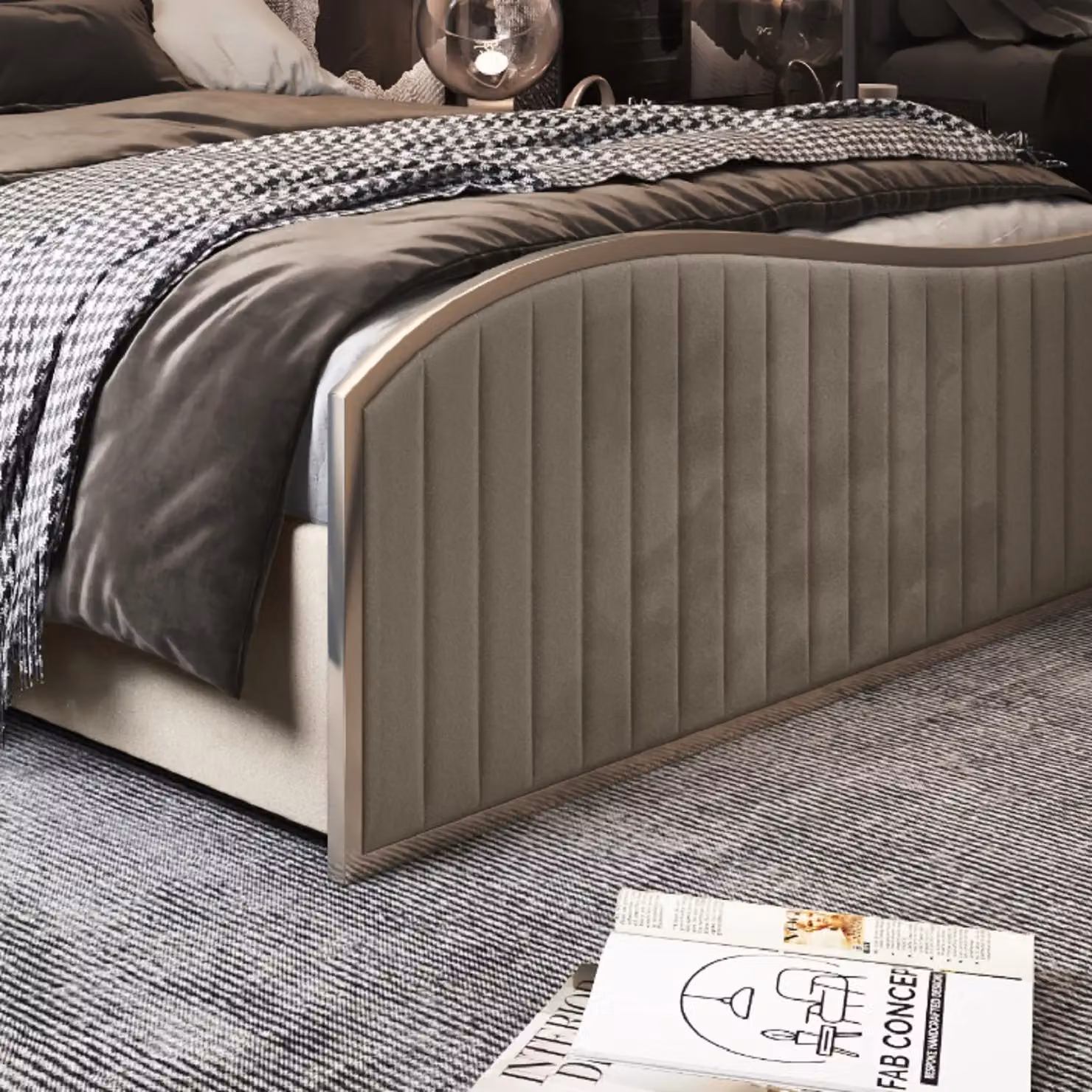 KDMD Brixton Single Upholstered Velvet Bed Frame in Cream – 3
