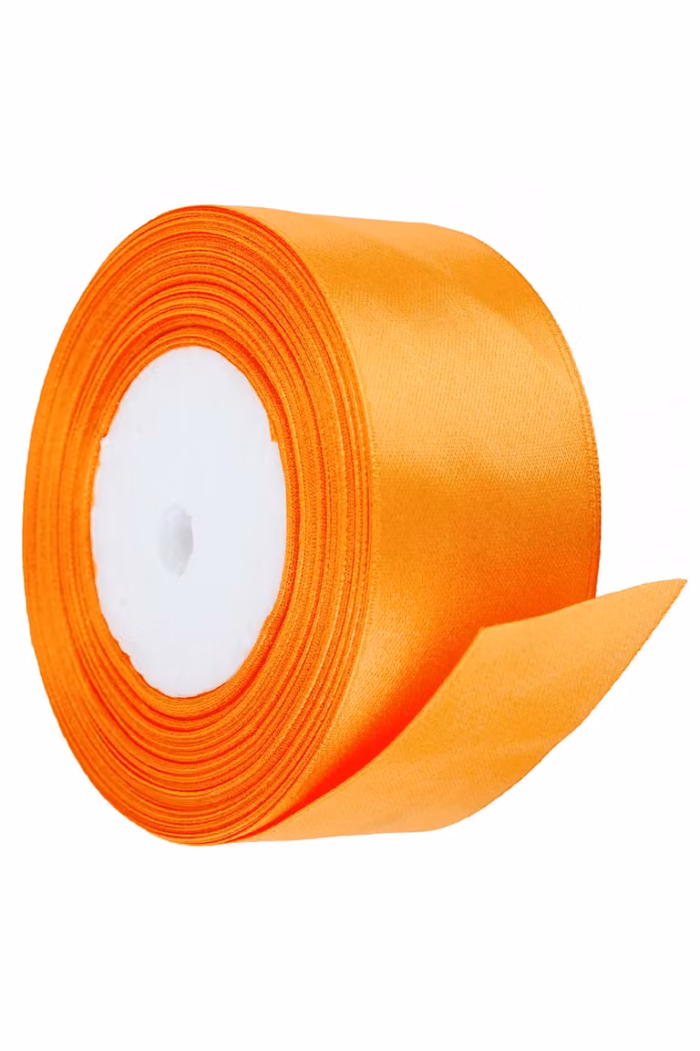 Neel Blue Double Sided Satin Polyester Ribbon Roll, 50mm x 25 Metres in Orange