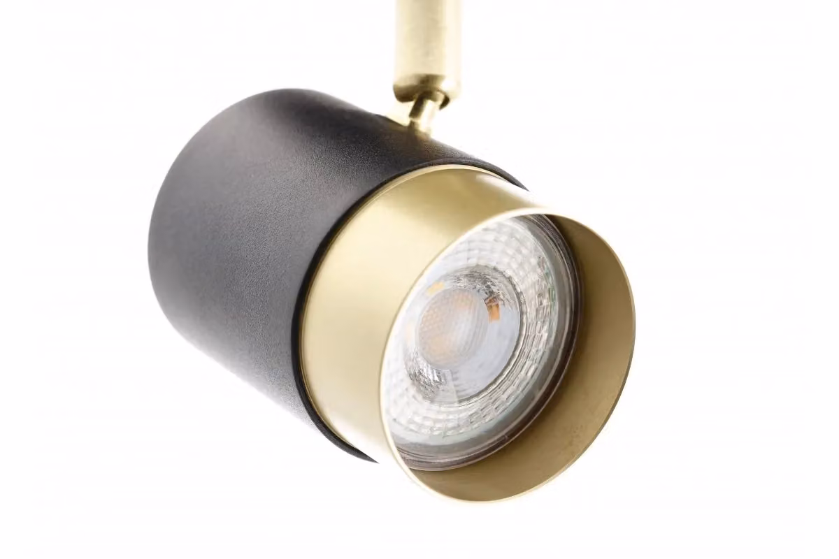CGC Lighting Orio Adjustable GU10 Ceiling and Wall Spot Light in Black and Gold/Brass – 3