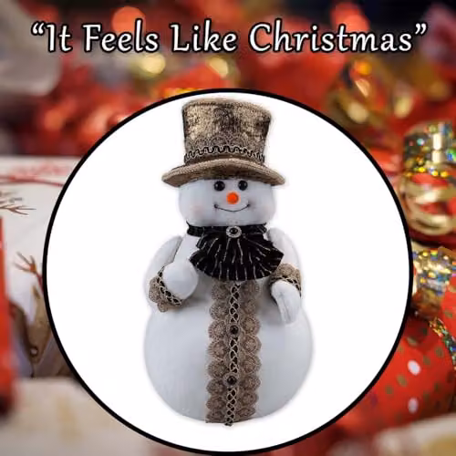 VFM e-Store Christmas Snowman Decoration in White and Black, H 39 cm x W 20 cm x D 20 cm – 7