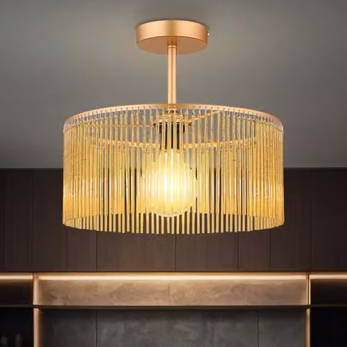 Nowa Round Metal and Acrylic Ceiling Light in Gold/Brass, Diameter: 35 cm, Height: 32 cm – 3