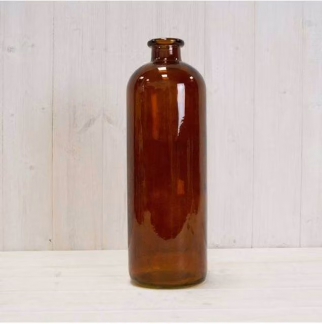 KDMD Burnt Amber Tall Glass Bottle in Brown