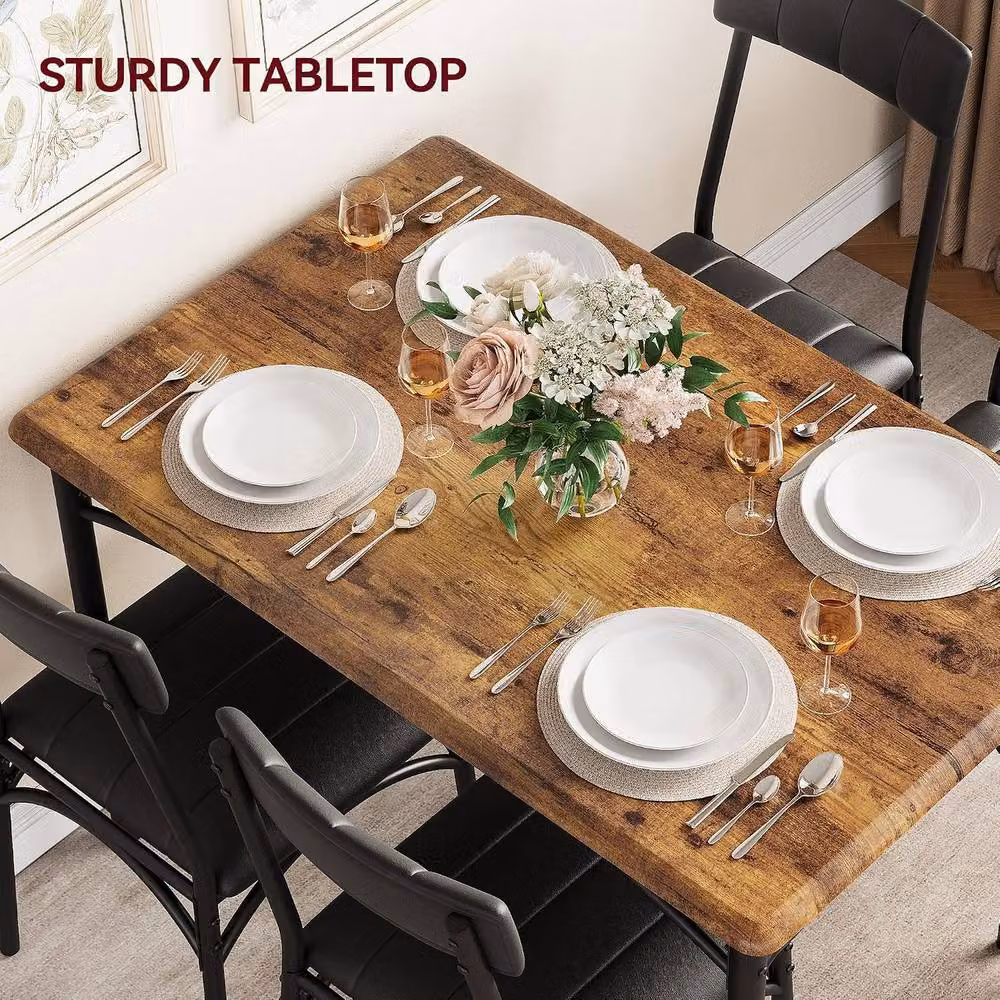 London Boutique 5-Piece Rectangular Dining Table Set with 4 Upholstered Chairs in Multicolour – 4