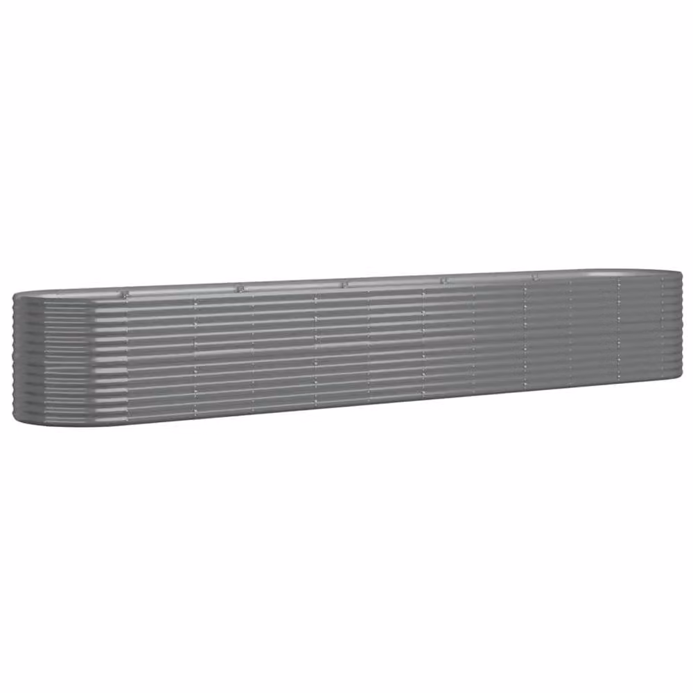 Berkfield Home Garden Grey Powder-coated Steel Raised Bed W: 440 cm, D: 80 cm, H: 68 cm – 2
