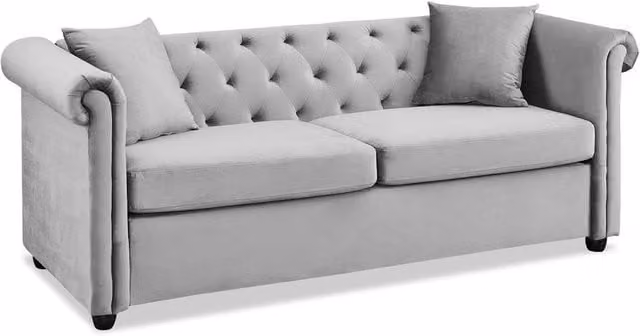 Home Detail Ascot Chesterfield 3 Seater Velvet Sofa in Grey – 1