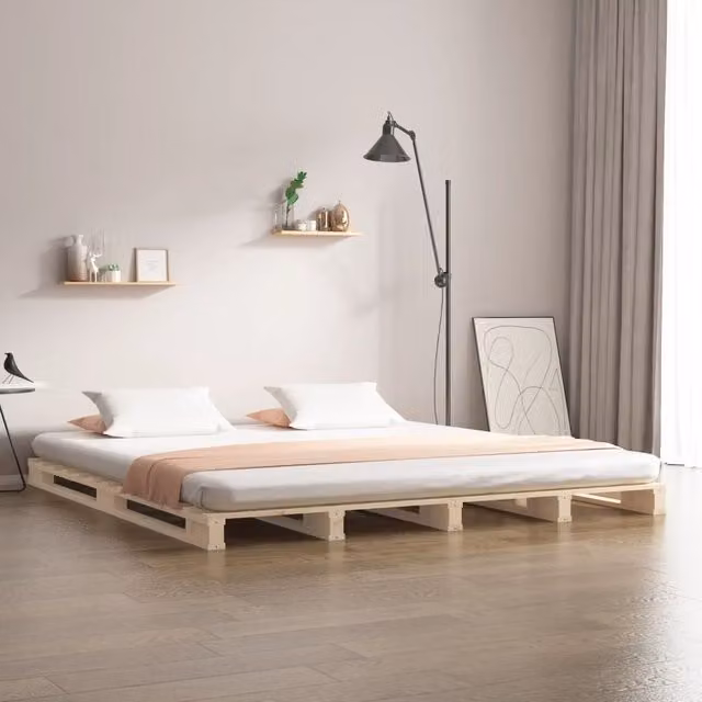 Berkfield Home Small Double Pallet Bed in Brown Pine Wood, W/D/H: 120 x 190 cm – 1