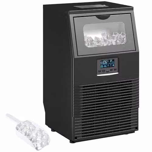 HOMCOM Commercial Ice Maker Machine with Digital Control and Timer, Black, 30kg/24 Hours
