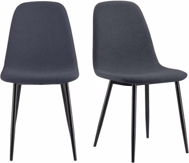 NESTLUNE Set of 2 Modern Fabric Dining Chairs in Blue with Metal Legs