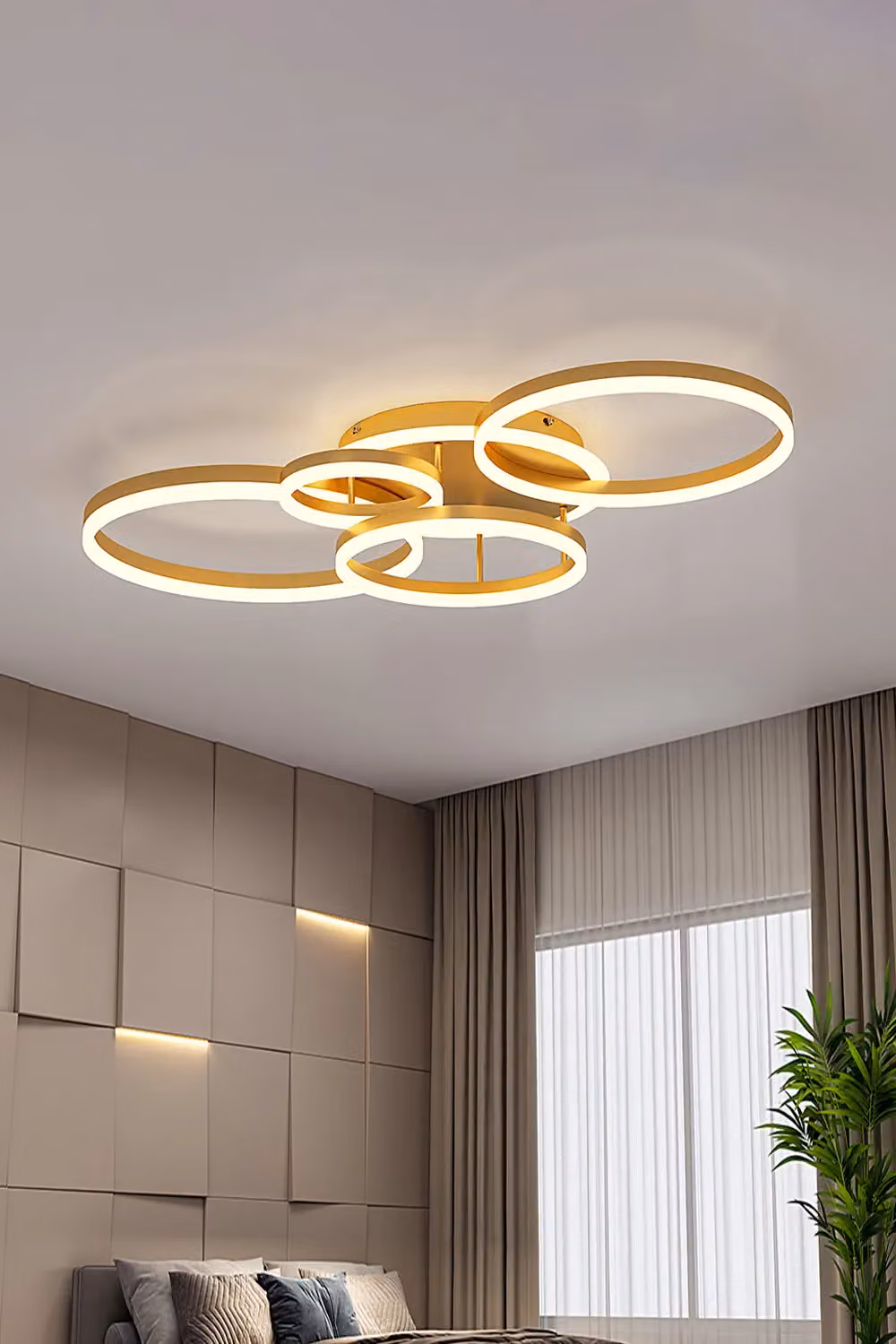Living and Home Classic Golden Loops LED Ceiling Light in Gold/Brass – 2