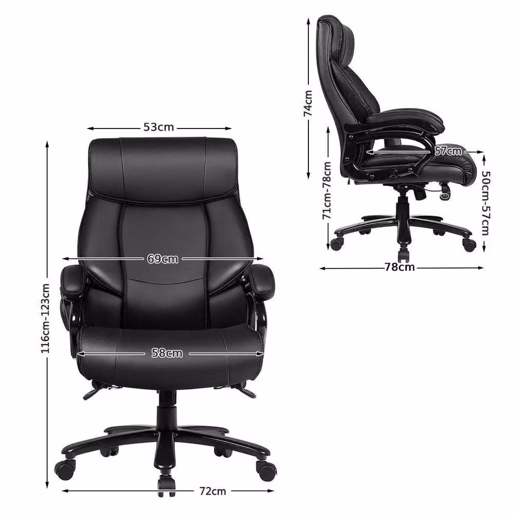 EONLION Black Synthetic Leather Executive Swivel Office Chair with Headrest and Armrests – 2