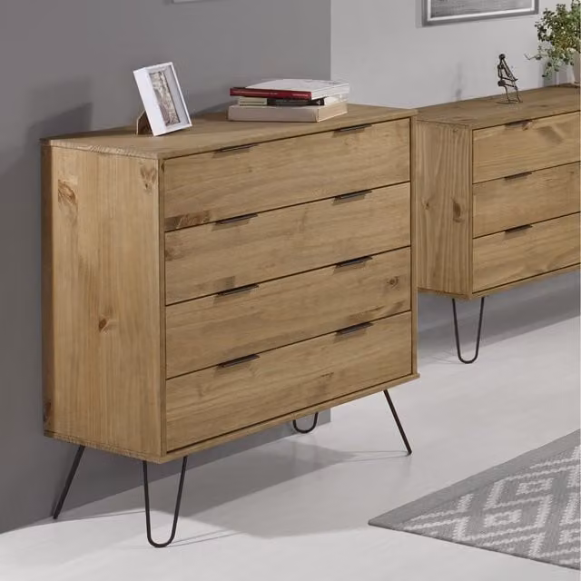Core Products Augusta 4 Drawer Chest of Drawers in Waxed Brown Pine