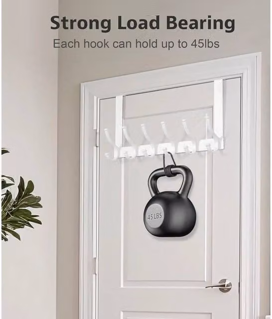NESTLUNE 14 Hook Aluminium Door Hanger Clothes and Coat Rack in White