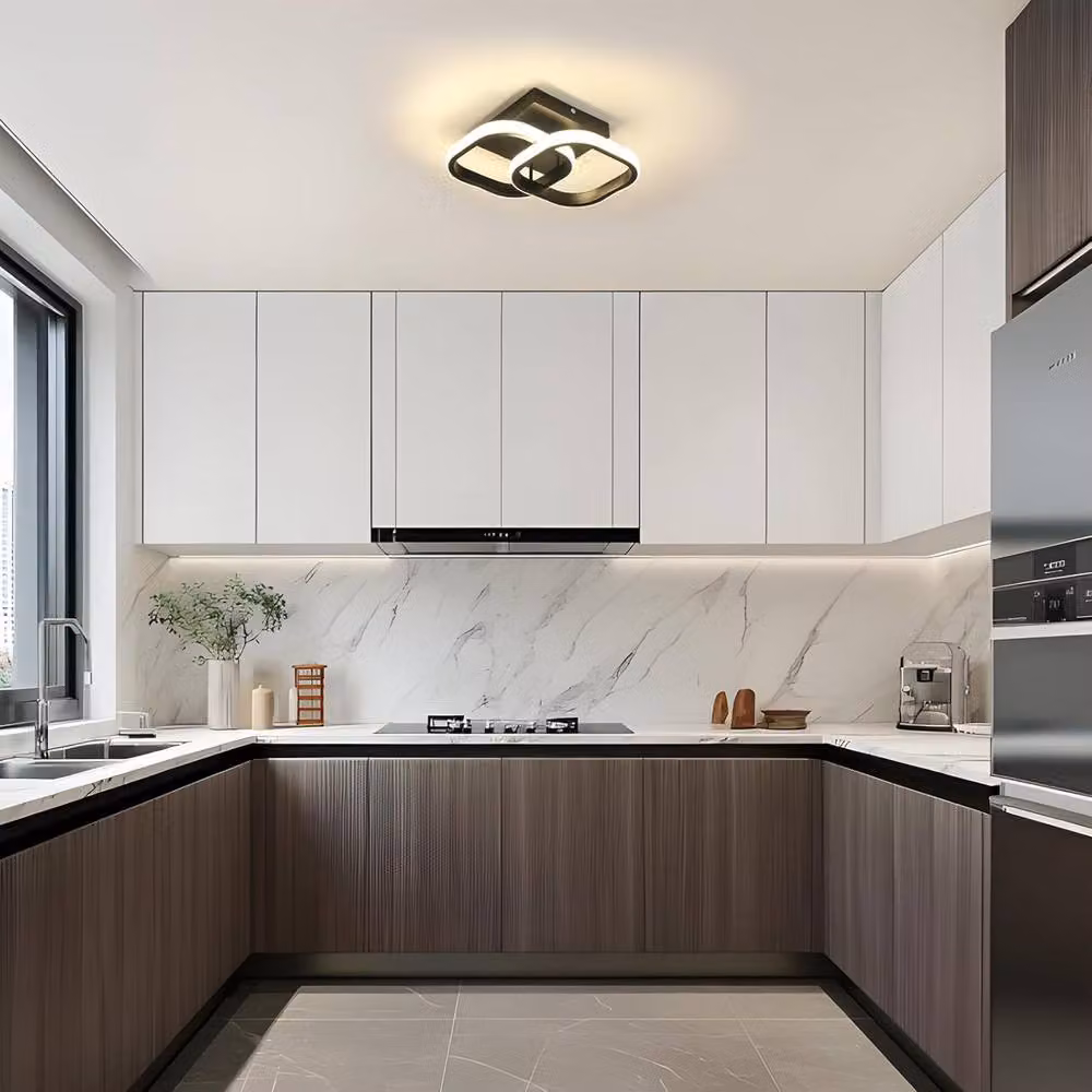 COMELY 22W Square Modern Aluminium LED Ceiling Light in Black with 4500K Natural Light – 3