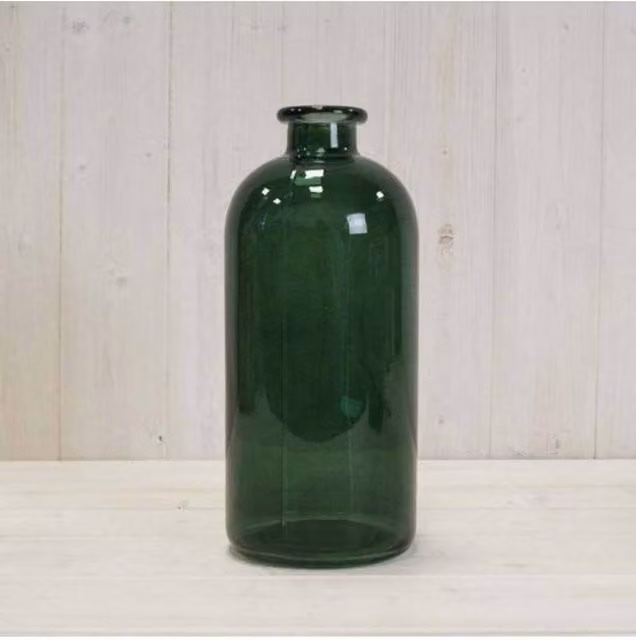 KDMD Green Glass Round Tabletop Vase, Height: 25 cm