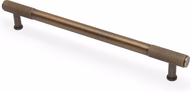 Handle & Home Polished Brass Reeded T-Bar Cabinet Handles in Brown, Length: 261 mm