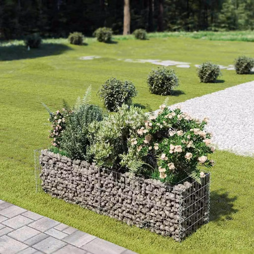 Berkfield Home Durable Galvanised Steel Gabion Raised Bed in Silver, W/D/H: 180 x 50 x 50 cm – 2