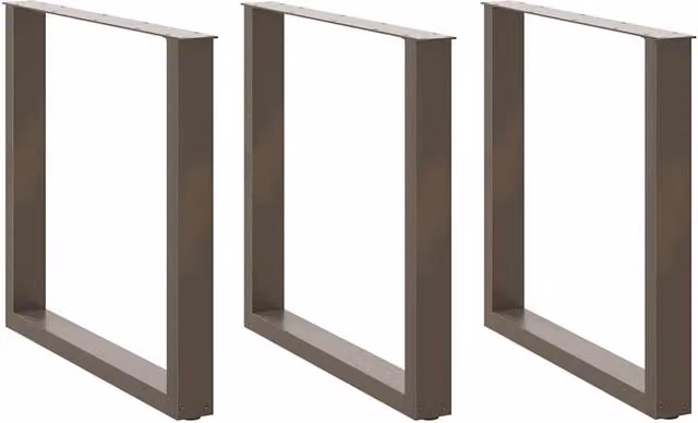 Berkfield Home U-Shaped Coffee Table Legs, 3 Piece Set, Brown Steel, H: 72.5 cm, W: 80 cm – 1
