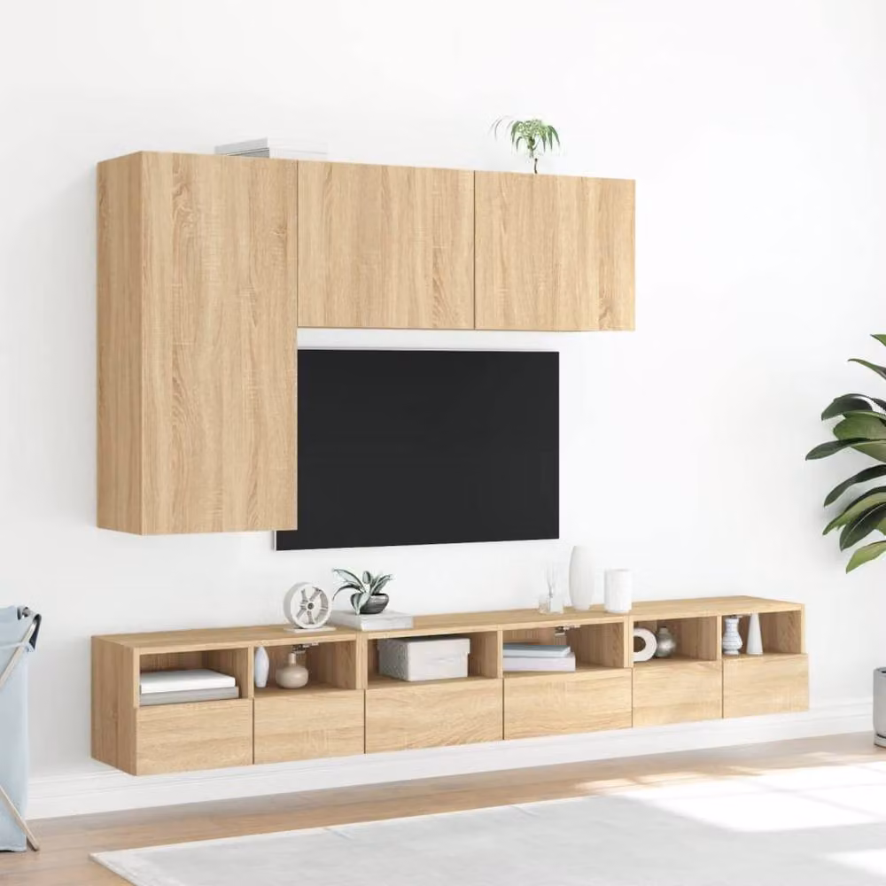 Berkfield Home Set of 2 Sonoma Oak Wall Mounted TV Cabinets in Light Brown, W/D/H: 60 x 30 x 30 cm – 2
