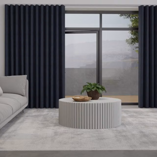 Terrys Mika Made to Measure Wave Blackout Fabric Curtain Panel in Black