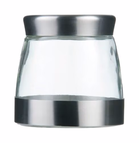 Orsina Silver Glass and Stainless Steel Storage Jar, 850 ml