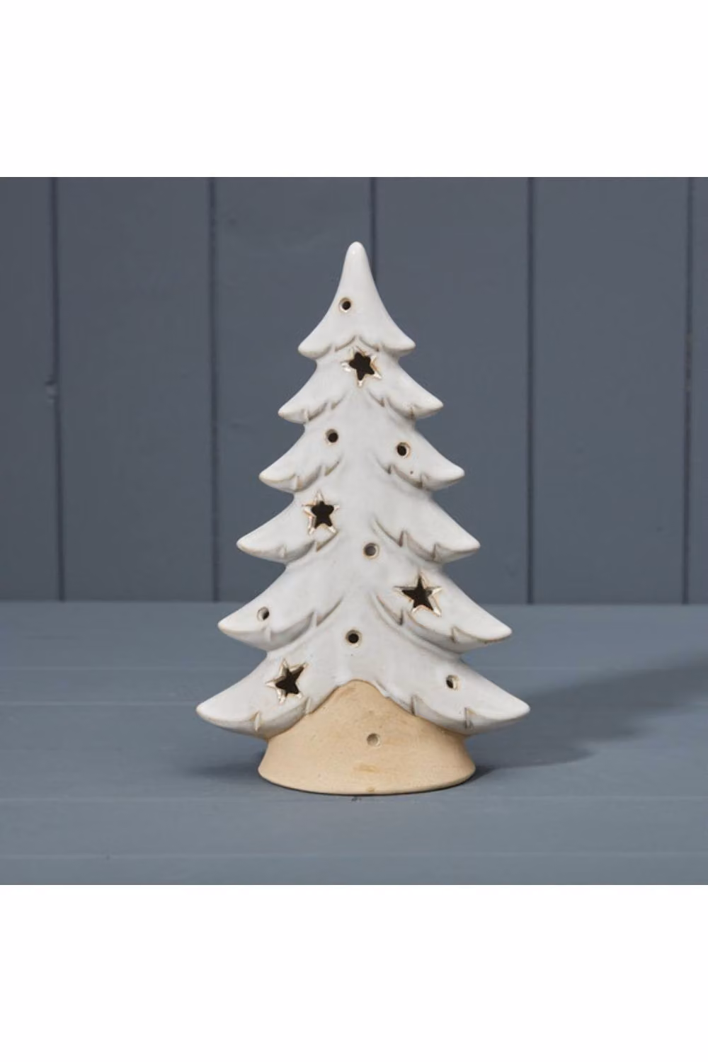 Satchville Minimalist Ceramic Tree Tealight Holder in White – 2