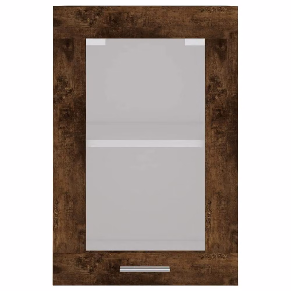 Berkfield Home Smoked Oak Hanging Glass Cabinet, Brown, W: 40 cm, D: 31 cm, H: 60 cm – 4