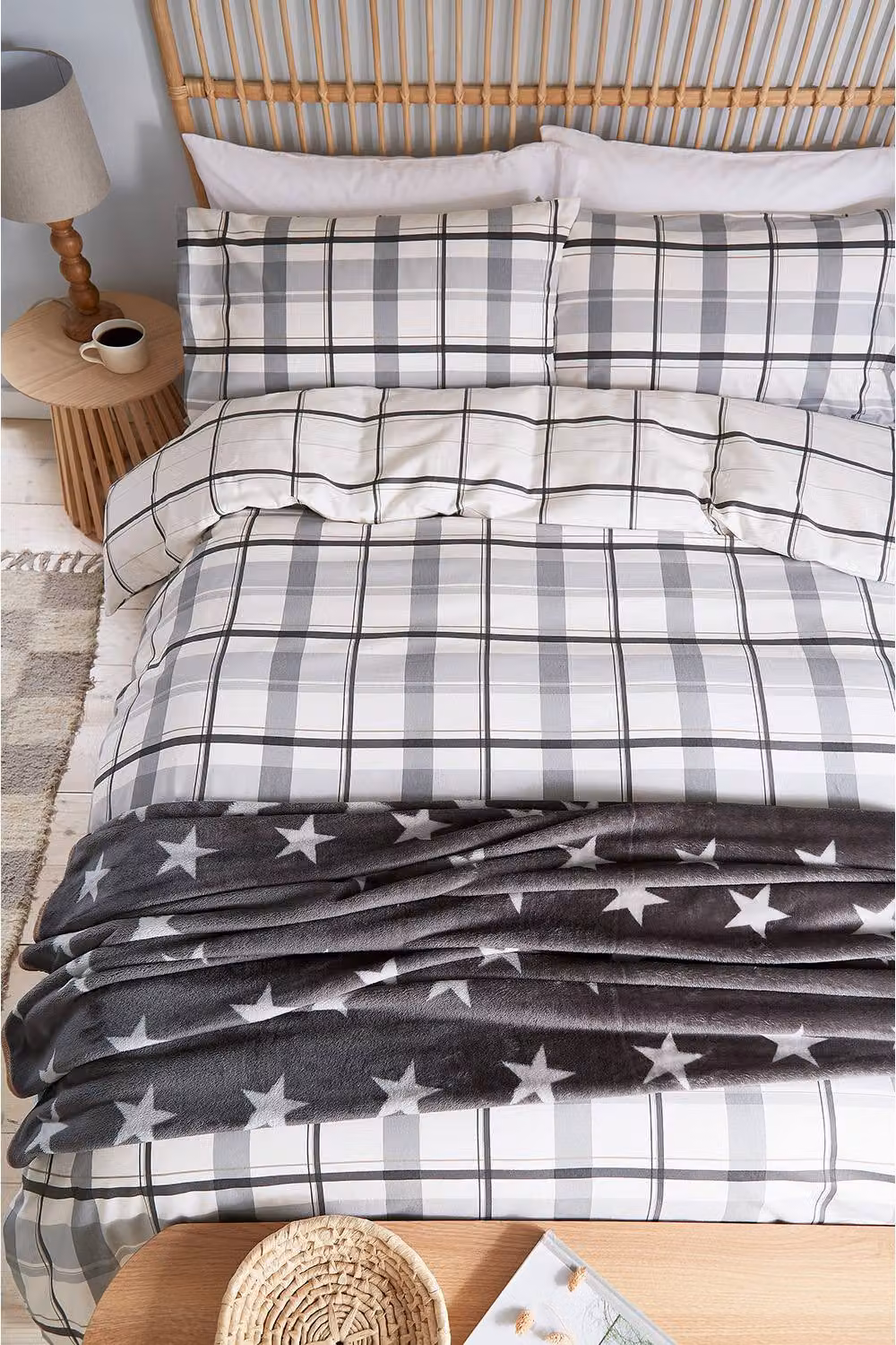 Helena Springfield Hudson Check Brushed Cotton Flannelette Duvet Cover and Pillowcase Set in Grey, W/D/H: 200 x 200 cm – 3