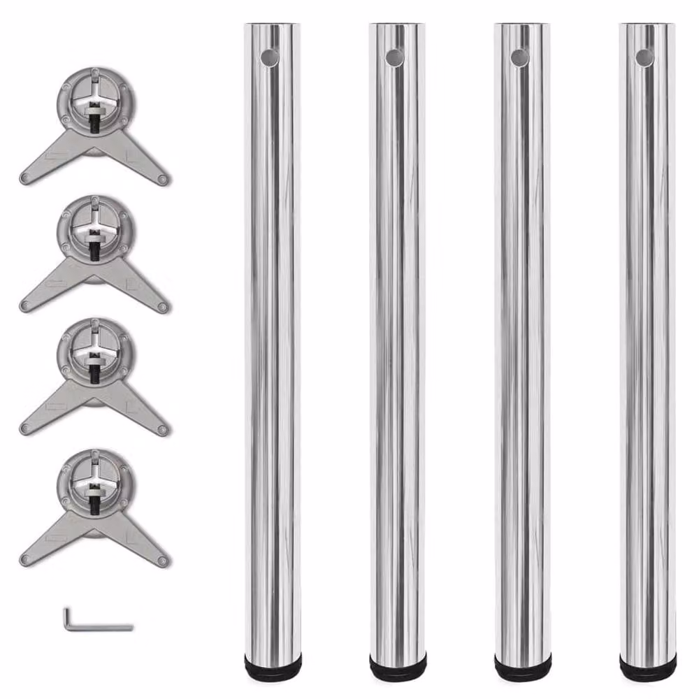 Berkfield Home Sturdy Height Adjustable Table Legs in Chrome Silver, Height: 71 cm – 2
