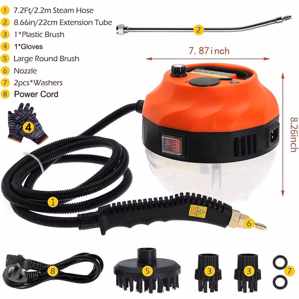 EONLION 3800W Portable Handheld Steam Cleaner with Extension Pole in Orange – 2