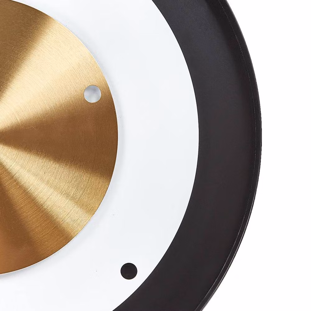 Wyld and Coco Aurelia Minimalist Geometric Round Wall Clock in Black, White and Gold, Diameter: 30 cm – 4