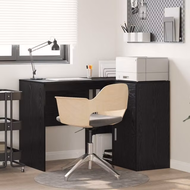 Berkfield Home Modern Corner Desk in Black Oak, W/D/H: 102 x 88 x 75 cm