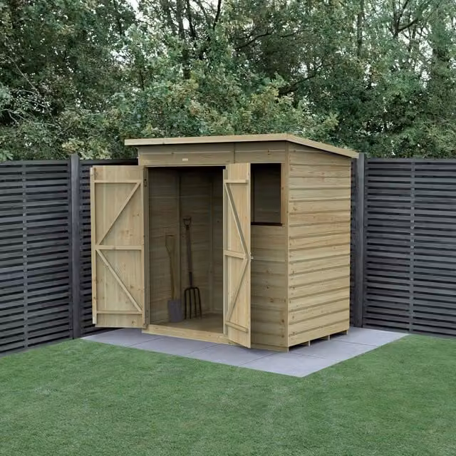 Beckwood Forest Gardens Pent Shed in Brown with Window and Foundation