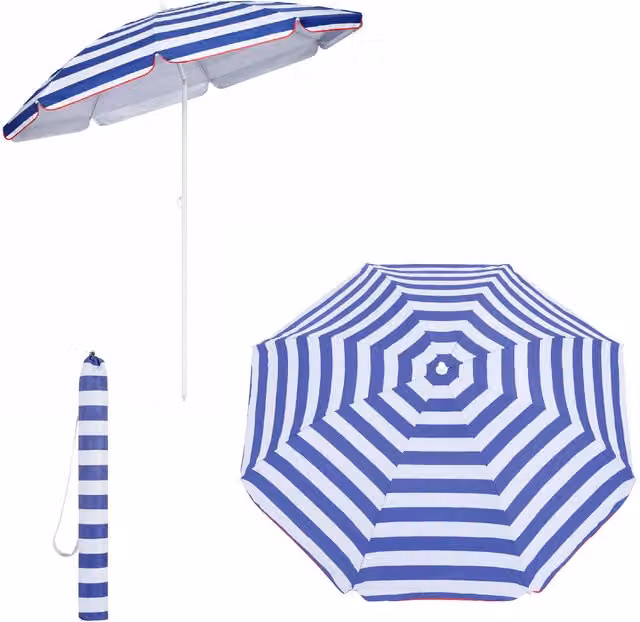 Yello UV40 1.6m Striped Parasol in Blue