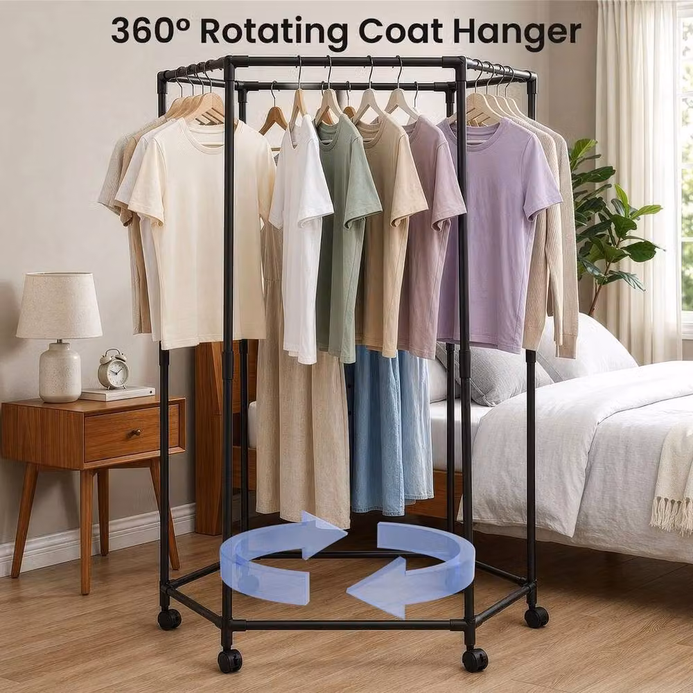Kelvenix Heavy-Duty Metal Clothes Rail in Matt Black – 3