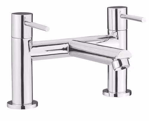 Nuie FJ313 Series Two Modern Round Two Handle Bath Filler Tap, Chrome, W/D/H: 22.6 x 14.2 x 14.6 cm