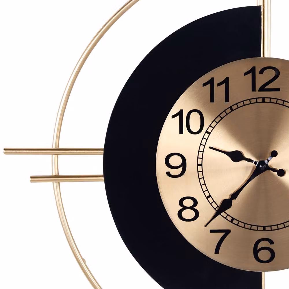 Wyld and Coco Heritage Home Vintage Silent Analog Wall Clock in Gold and Black Metal, W: 59 cm, H: 67 cm – 2