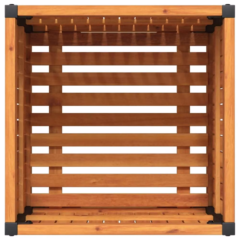 Berkfield Home Decorative Garden Planter in Brown, Solid Wood and Steel, W/D/H: 45 x 45 x 44 cm – 4